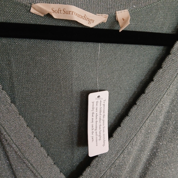 NWT Soft Surroundings Lumine Sparkle Surplice Seafoam Green Sweater Dress Sz L - Picture 4 of 8